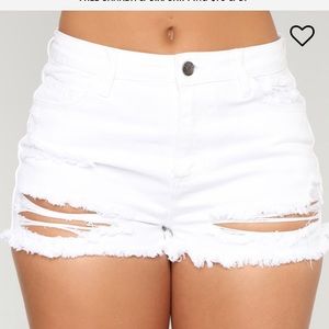 White Denim Distressed Shorts
